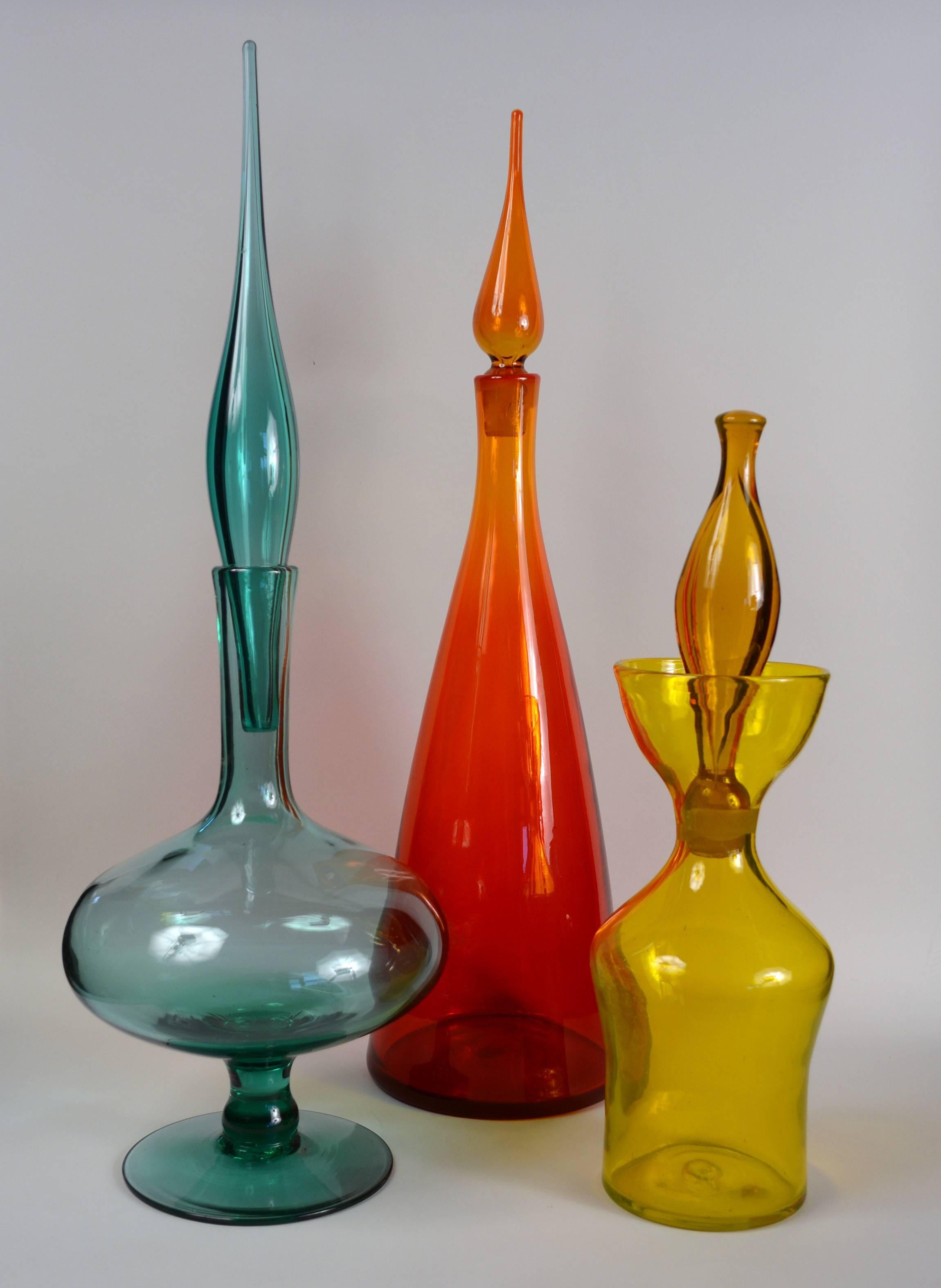 Collection of Blenko Decanters In Excellent Condition In San Mateo, CA