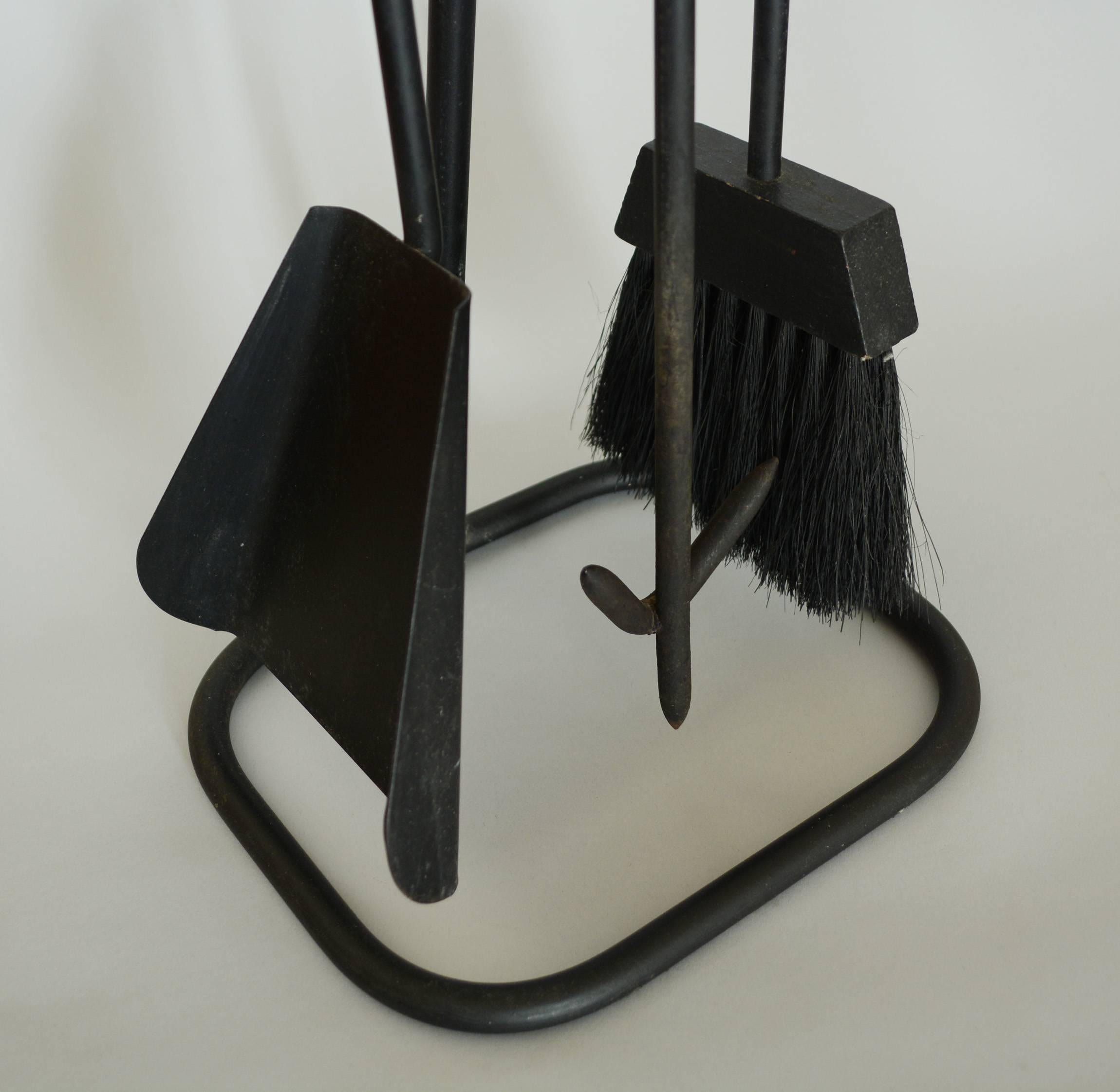 American Modernist Iron Fireplace Tools