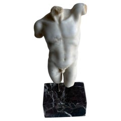 Torso maschile classico in marmo bianco Carrara - miniatura