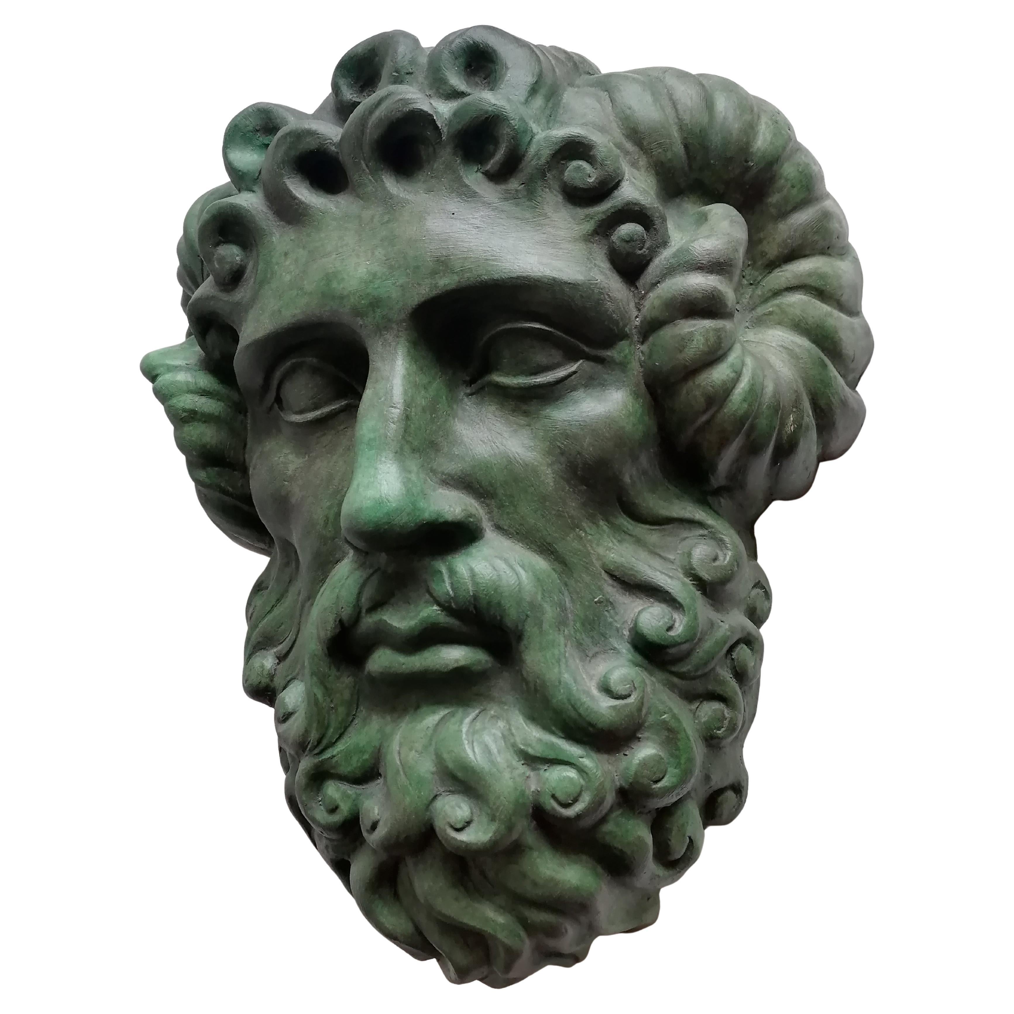 Giove Hammon -scultura ceramica refrattaria patina bronzo -made in Italy