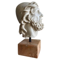 Odysseus, aus weißem Carrara-Marmor gemeißelter Kopf – Made in Italy