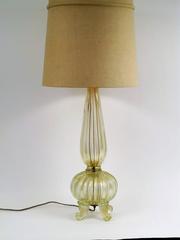 Gold Flake Barovier and Toso Blown Glass Lamp with Cornucopia Footing