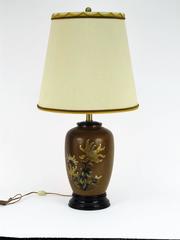 All Original Marbro Japanese Chrysanthemum Bronze Lamp