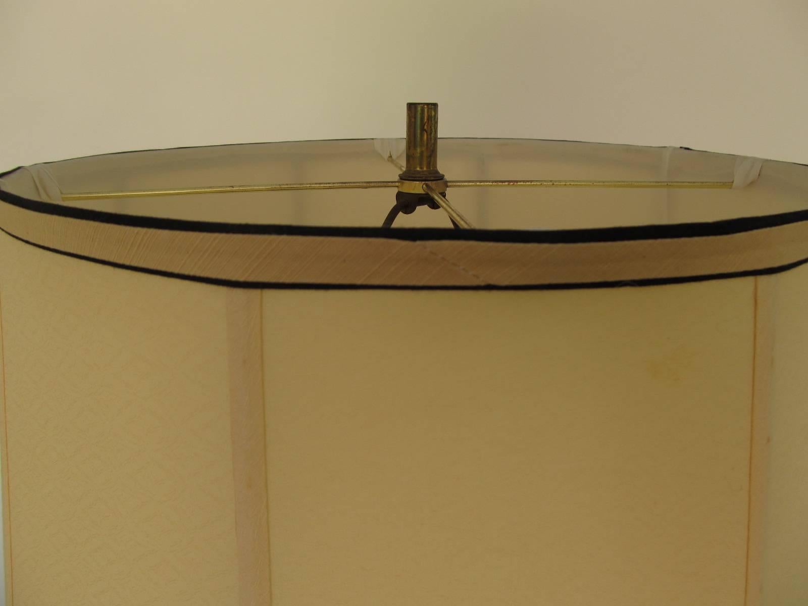 Mid-20th Century 1940s, Mirrored Glass and Brass Table Lamp For Sale
