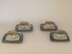 16 Piece Stoneware Luncheon Set by Glidden Parker with Square Dishes