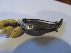 Vintage Gump's Honolulu Sterling and Ivory Ginger Brooch