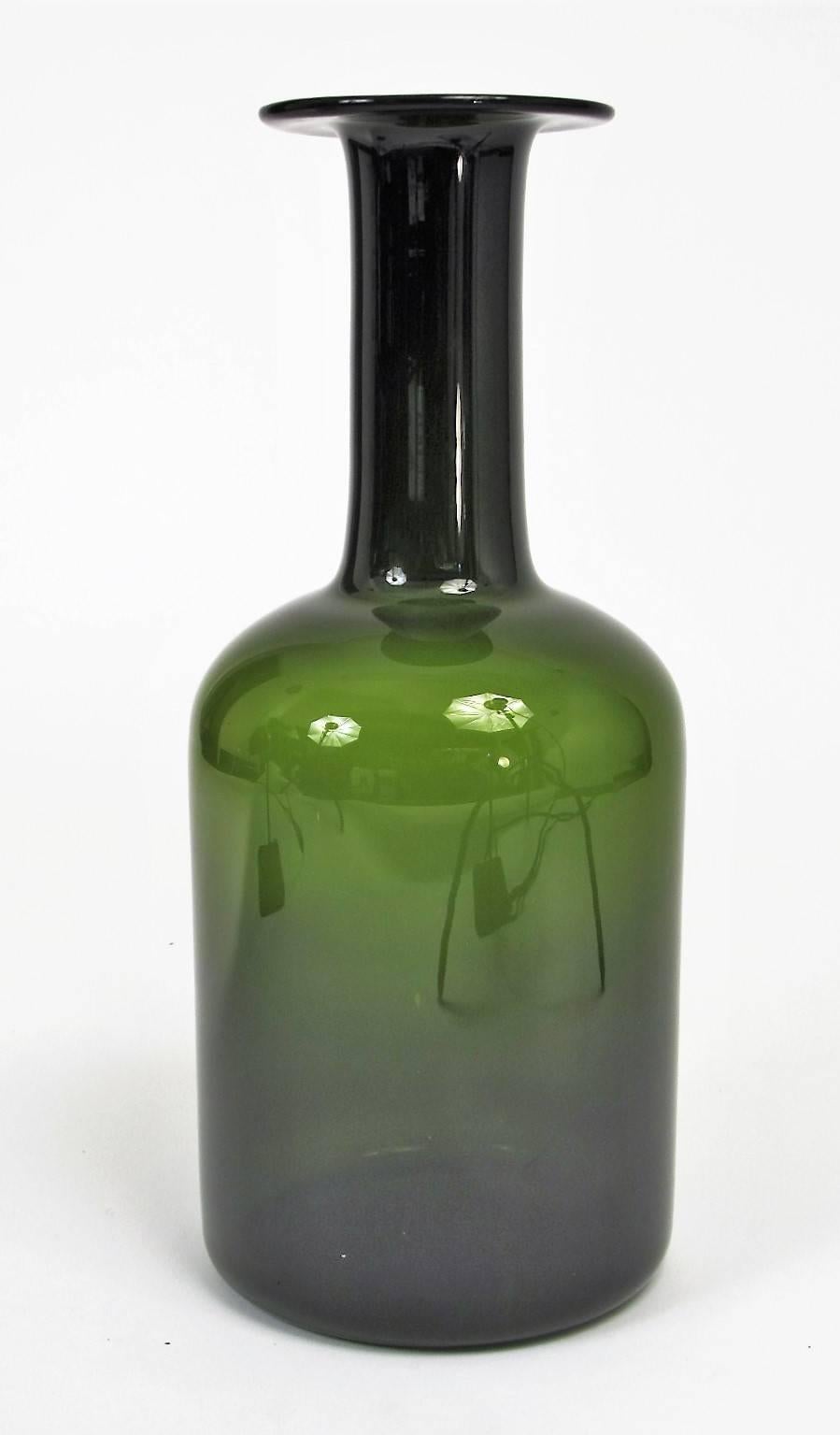 Scandinavian Modern Large Olive Green Holmegaard Kastrup Gulvase For Sale
