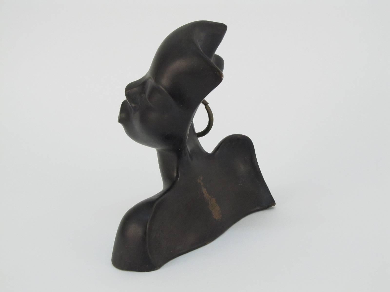 Austrian Ceramic Bust of Exotic African Woman by Leopold Anzengruber For Sale