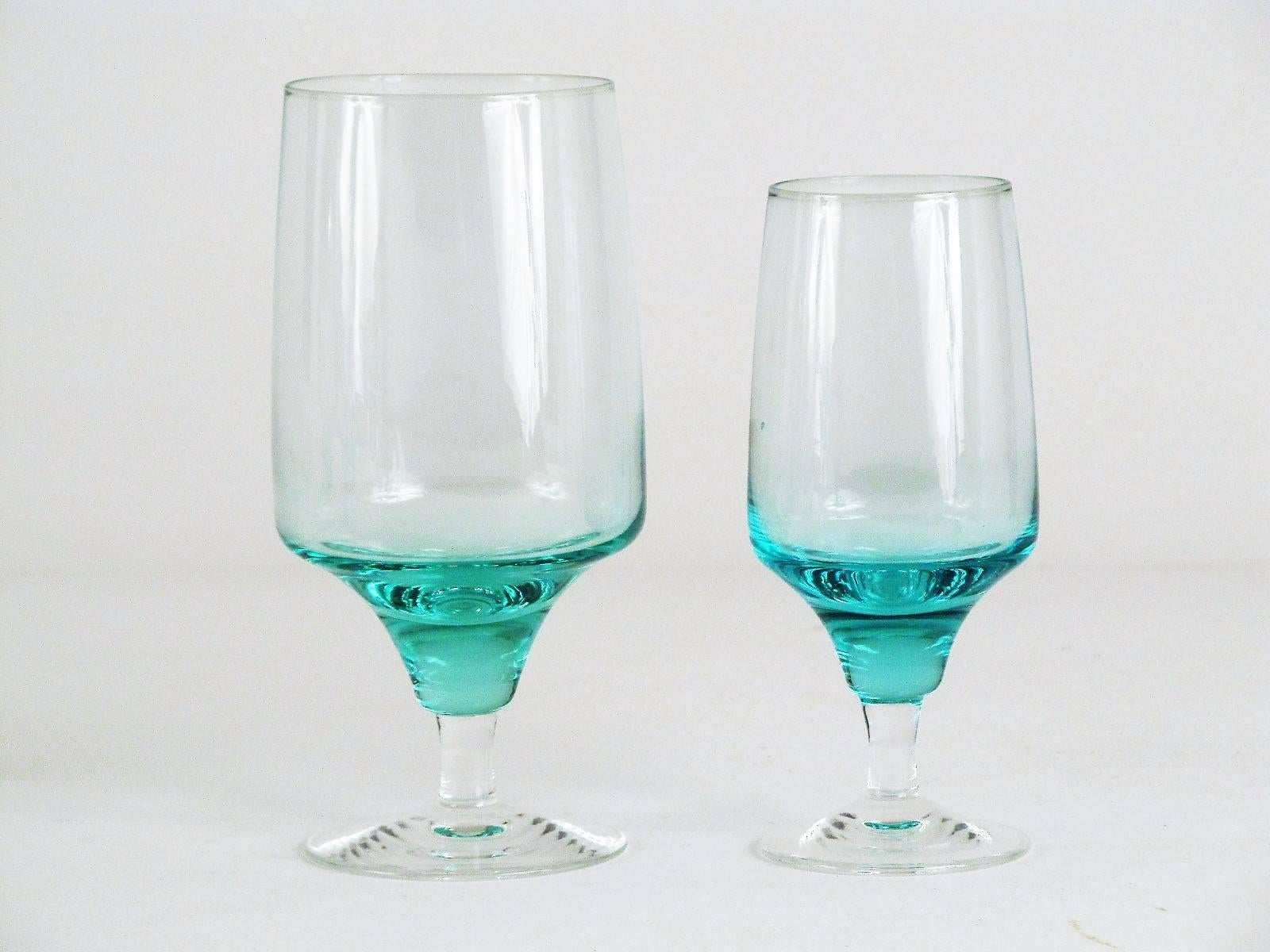 Japanese 57-Piece Complete Set of Sasaki Aqua Harmony Cocktail Glassware