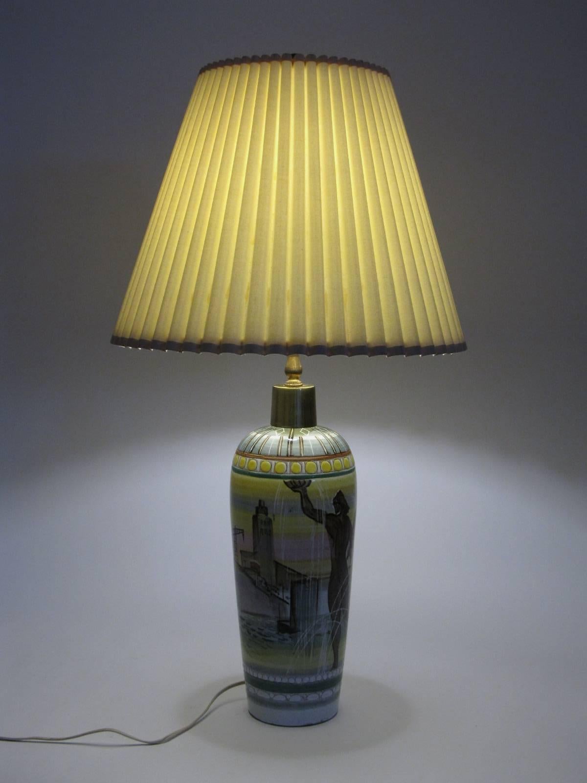 Brass Tilgman Keramic Sweden Table Lamp by Mariam Zavadsky, 1961