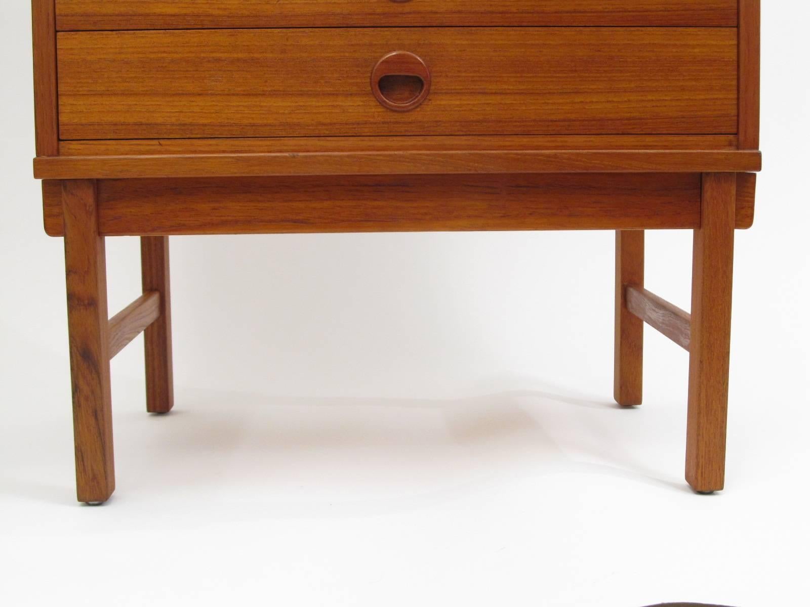 Mid-20th Century Swedish Made DUX Drop Front Teak Bar Cabinet For Sale