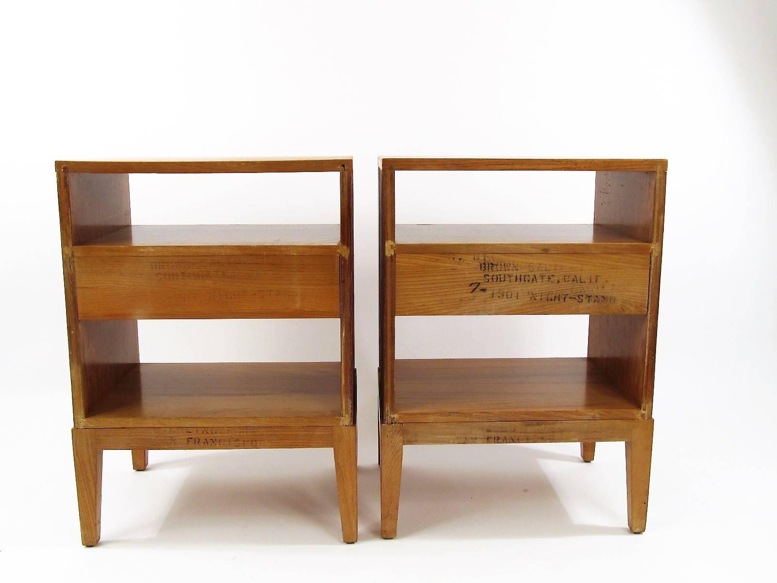 American Pair of Brown Saltman Nightstands Designed by Paul Frankl