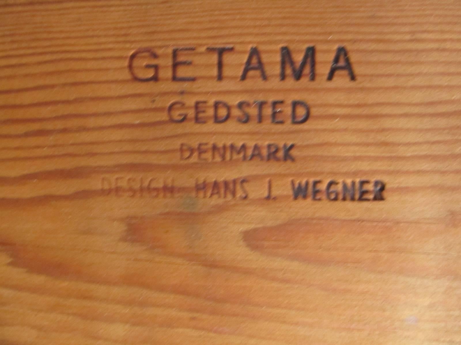 Scandinavian Modern Hans Wegner GETAMA Teak and Caned Queen Bed with Attached Night Tables