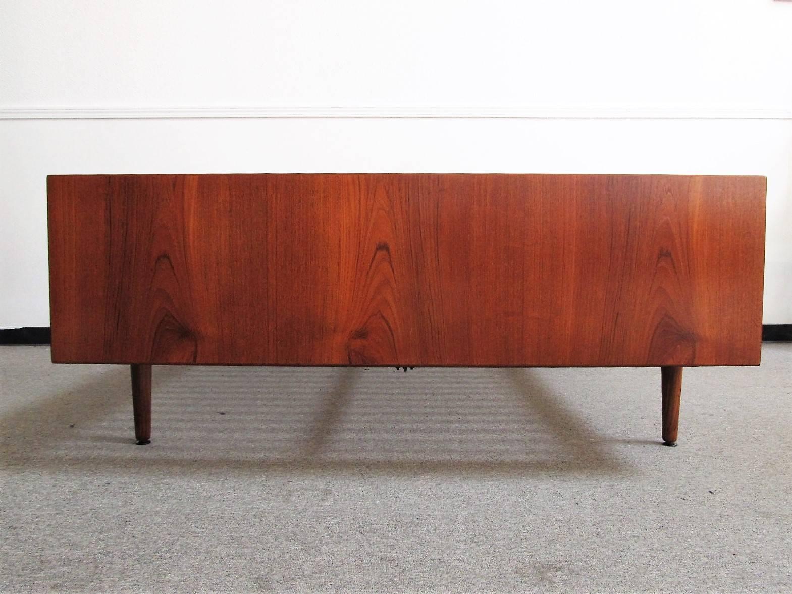 Hans Wegner GETAMA Teak and Caned Queen Bed with Attached Night Tables 1