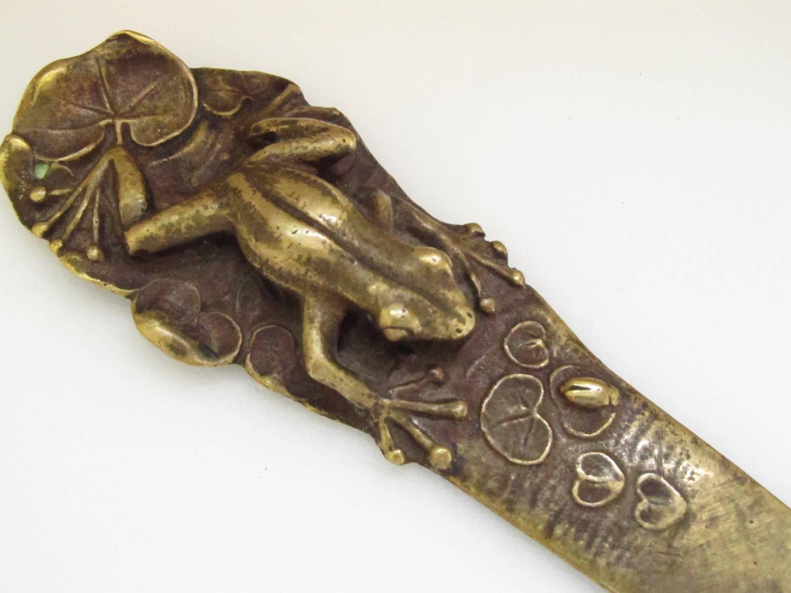 Japanese Bronze Meiji Period Figural Letter Opener For Sale 1