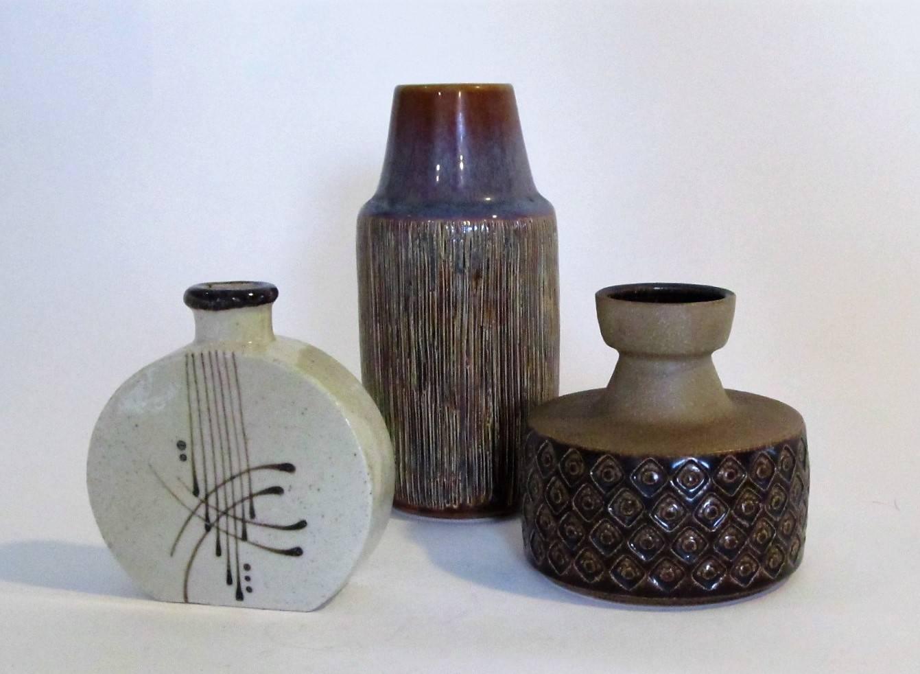 Ceramic Three-Piece Collection of Danish Mid-Century Art Pottery