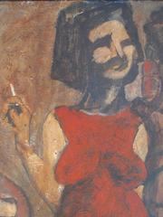 Existential Beatnik Oil Painting Signed "Rabinowitz 1968"