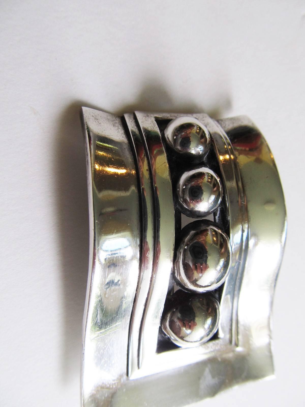 Sterling Silver Sterling Pendant, Brooch by Mexican Modernist Jeweler Rafael Melendez For Sale