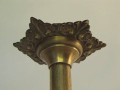 Pair of Antique Neo-Gothic Ecclesiastical Brass Altar Candlesticks