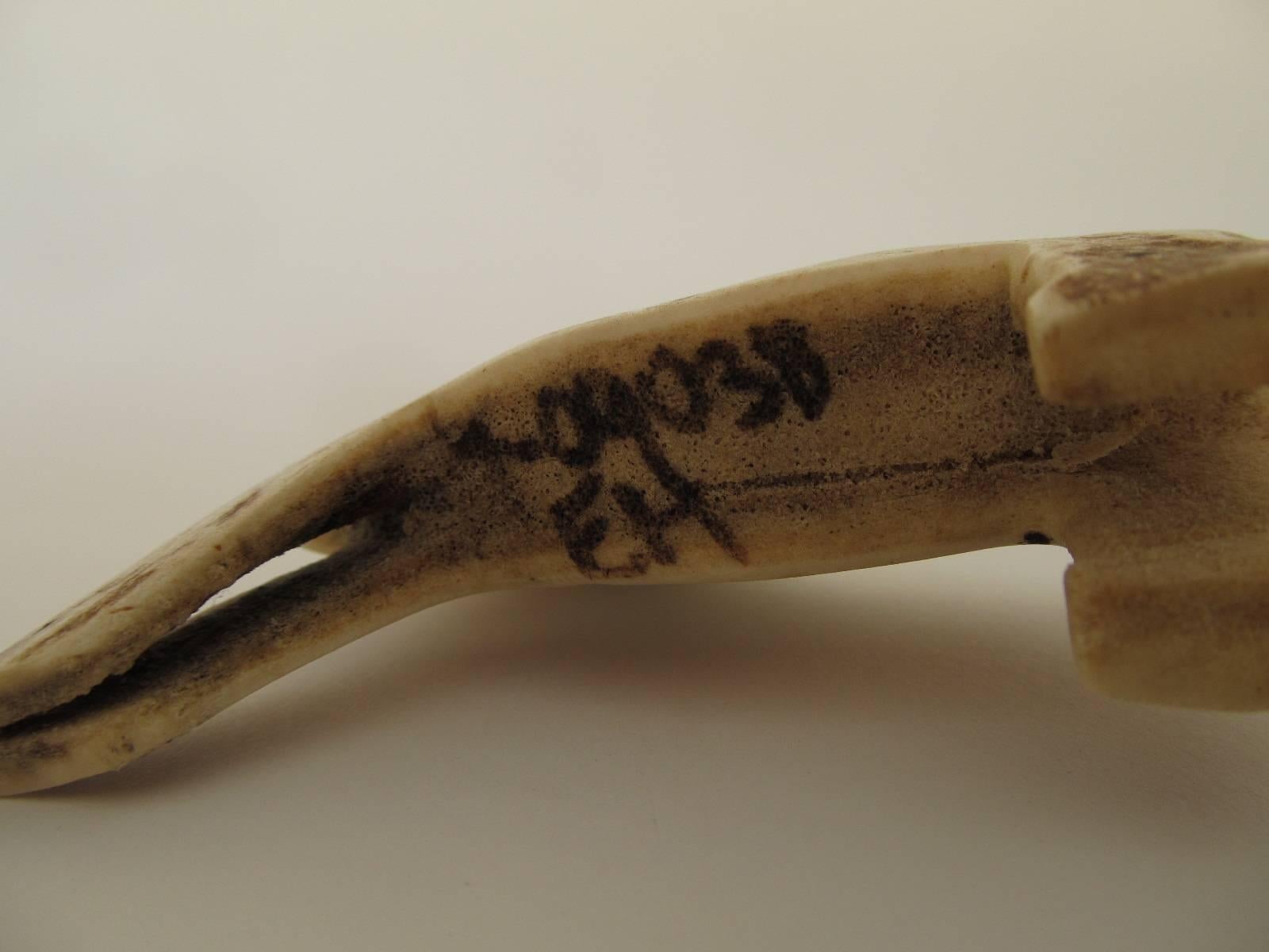 Inuit Transformation Figure Carved from Caribou Antler In Excellent Condition For Sale In Papaikou, HI