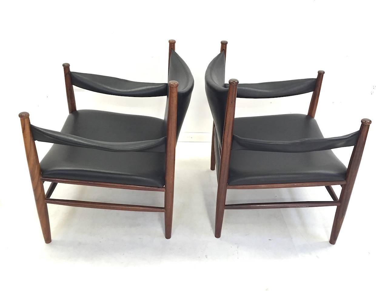 Unknown Exceptional Pair of Rosewood Safari Lounge Chairs