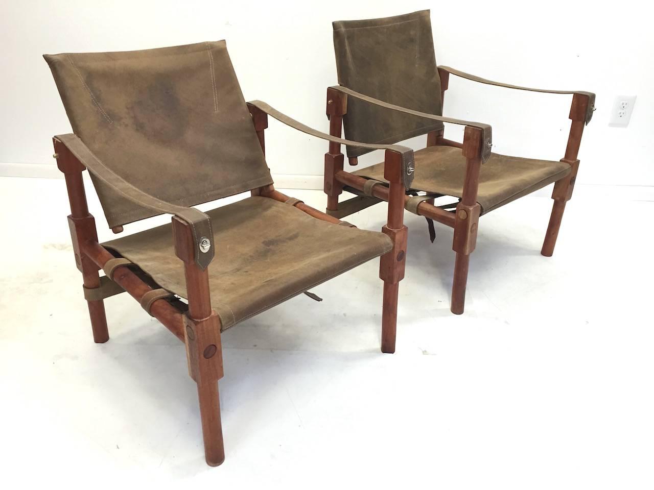 Unknown Pair of Vintage Safari Lounge Chairs