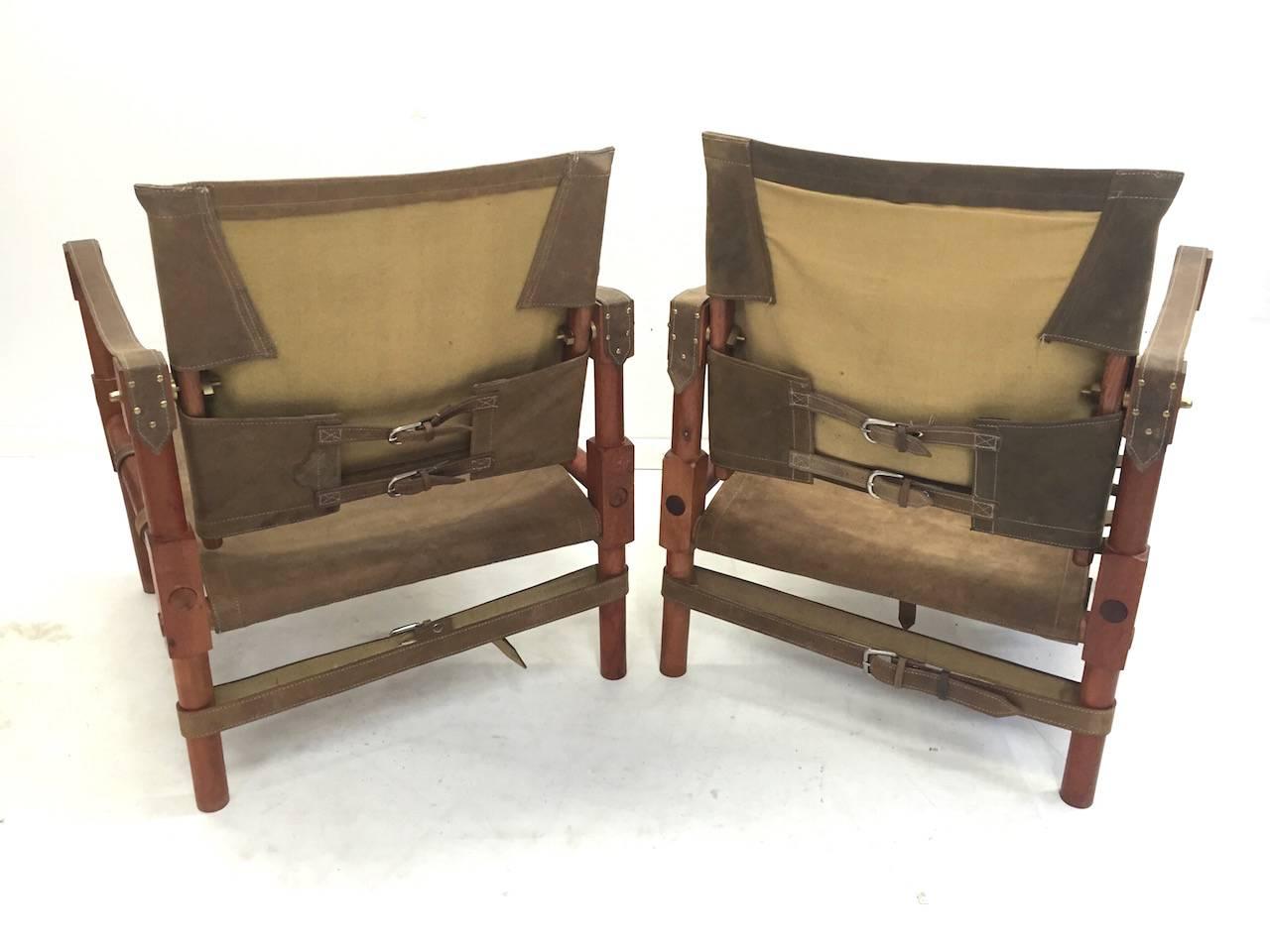 Pair of Vintage Safari Lounge Chairs 4
