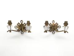 Elegant Pair of Vintage French Brass Sconces Appliques