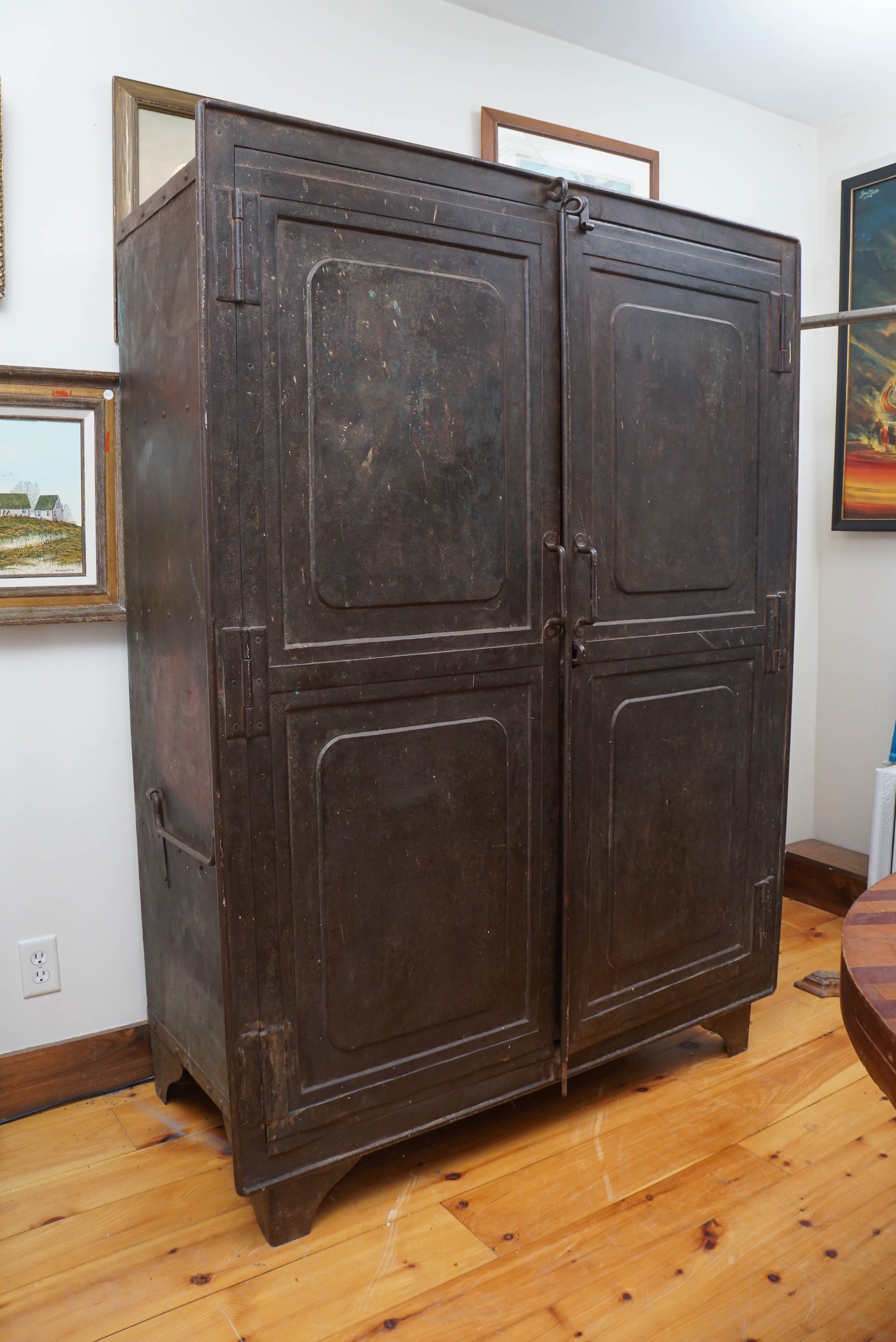 Monumental French Steel Industrial Cabinet, circa 1940 For Sale