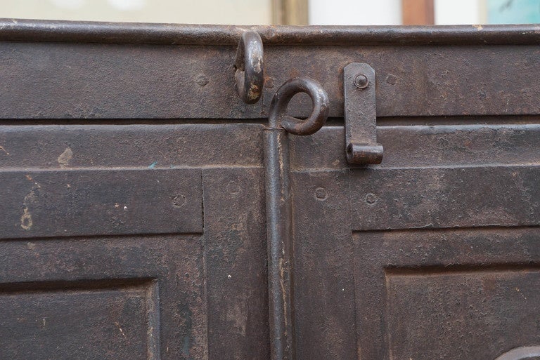 Forged Monumental French Steel Industrial Cabinet, circa 1940 For Sale