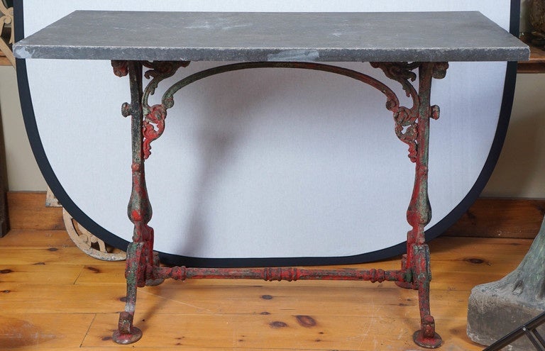 French bistro garden table, with French bluestone top and original surface.
