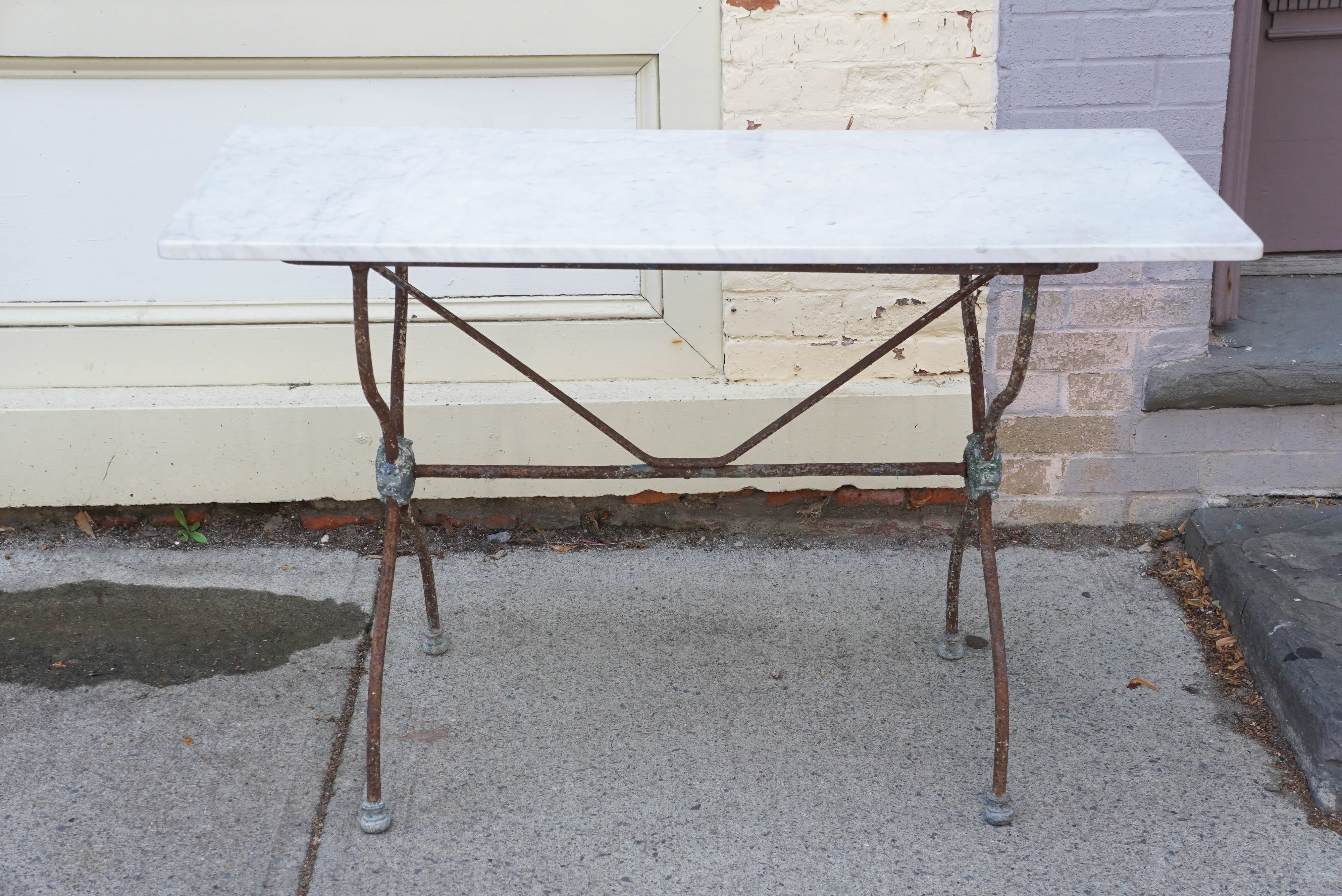 French Marble-Top Bistro Table, circa 1910 For Sale