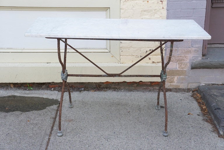 French marble-topped bistro table, circa 1910.