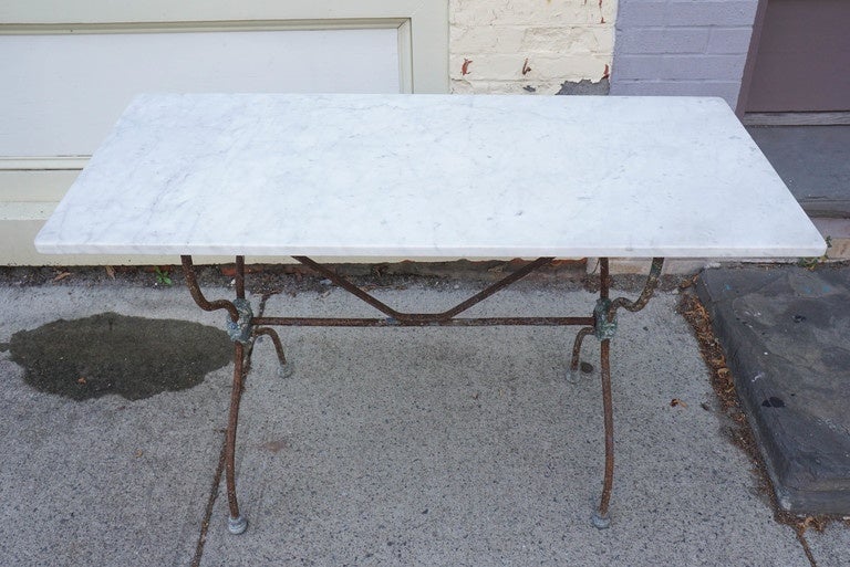 French Marble-Top Bistro Table, circa 1910 For Sale 4