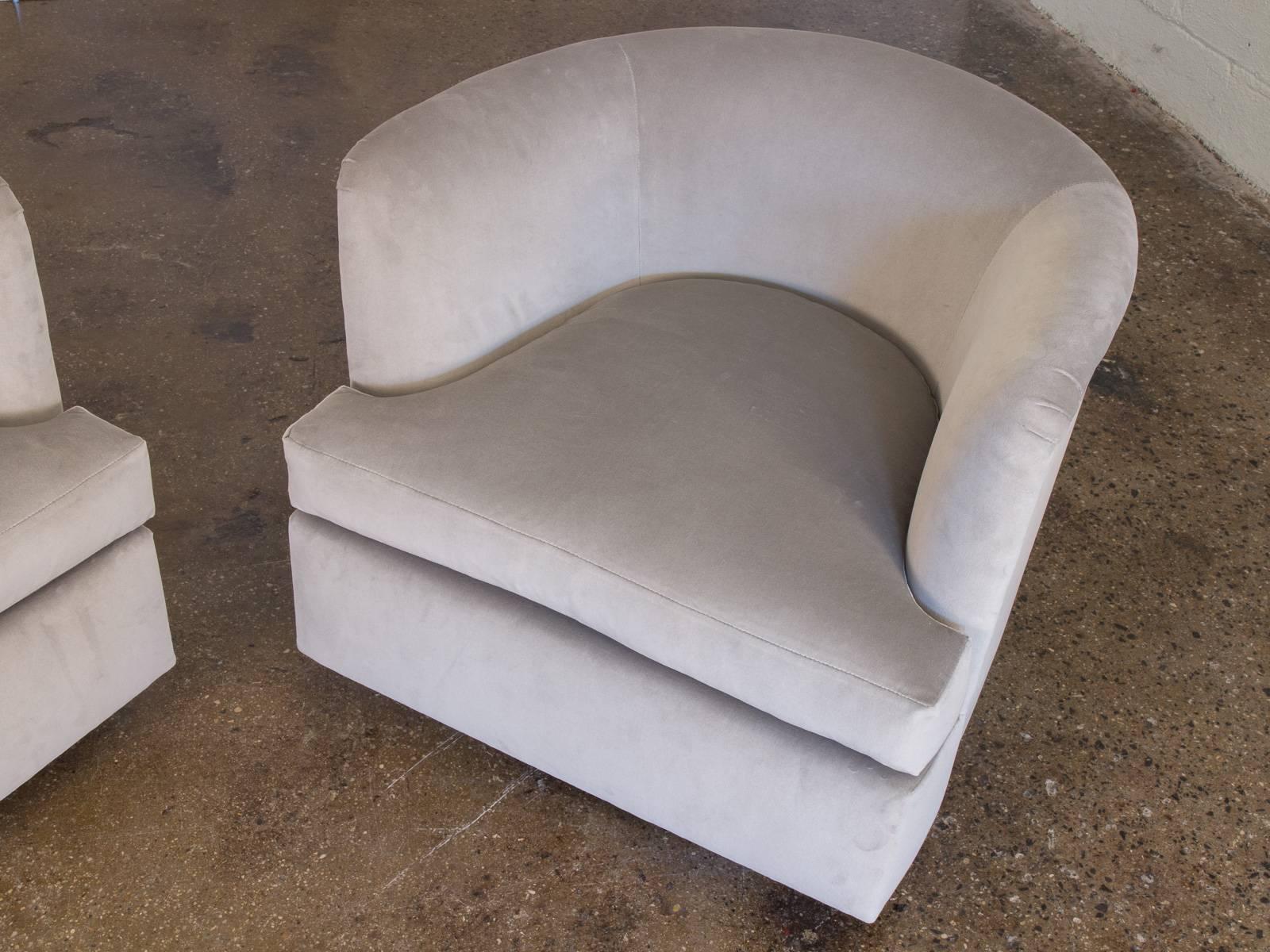 Milo Baughman Velvet Swivel Chairs 2