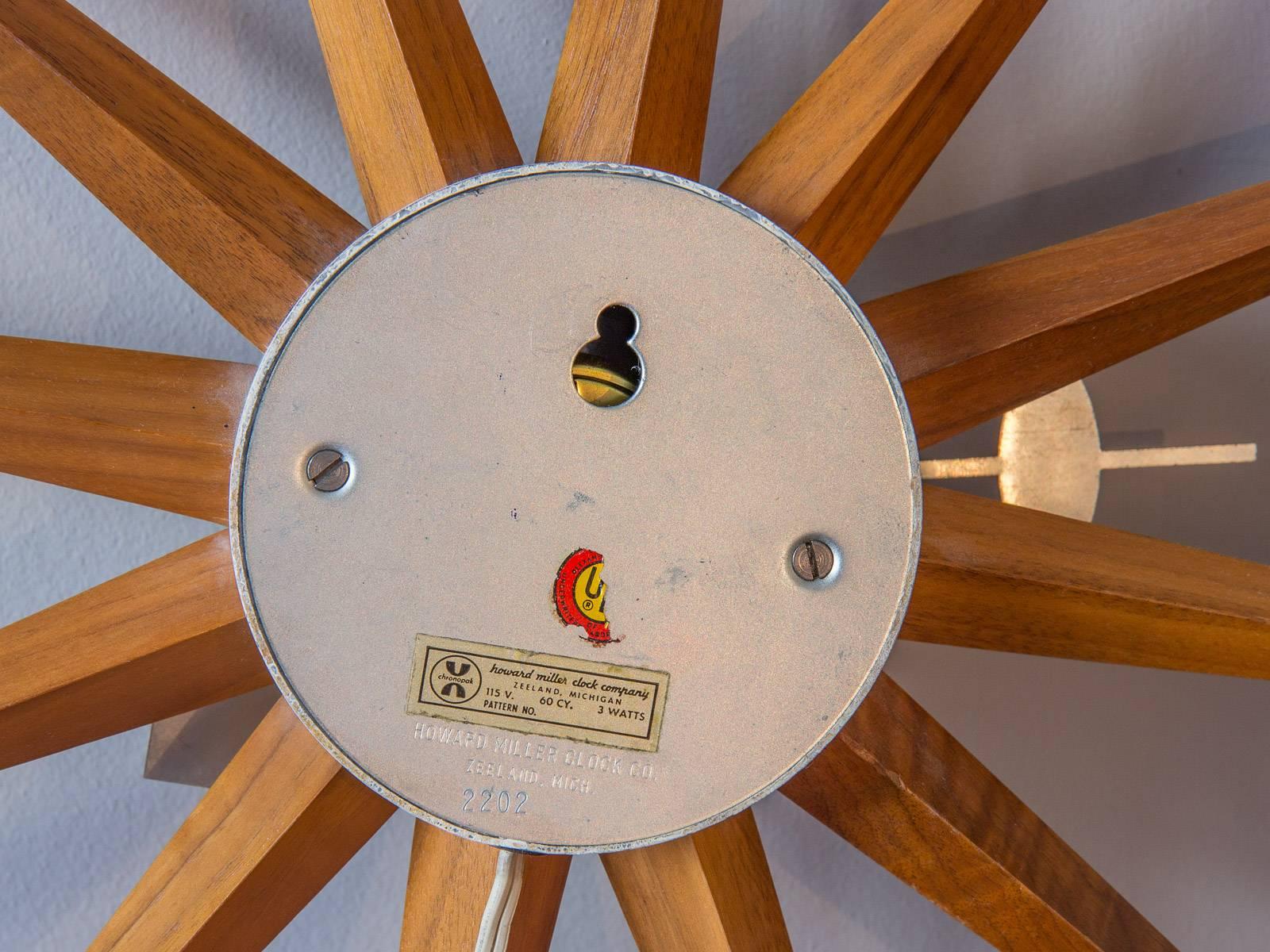 1950s George Nelson Sunburst Wall Clock In Excellent Condition In Brooklyn, NY