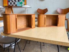 Pair of Floating Danish Teak Tambour Shelves