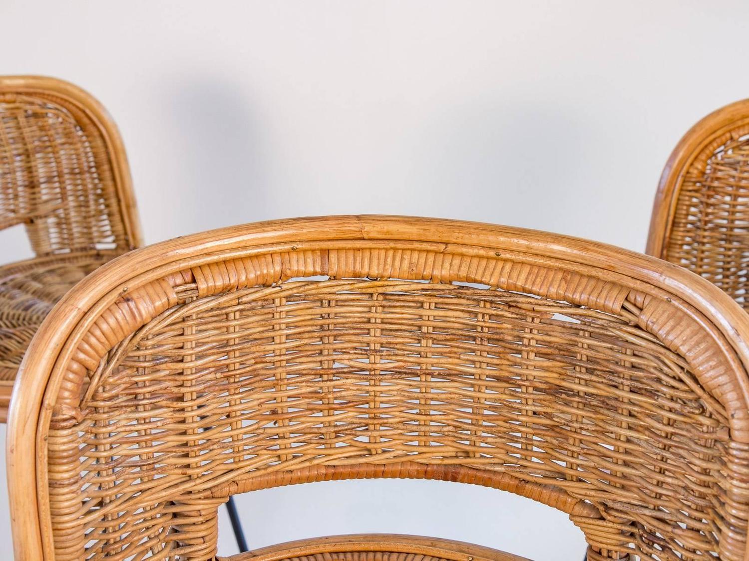 Set of Four Vintage Rattan Bar Stools at 1stdibs
