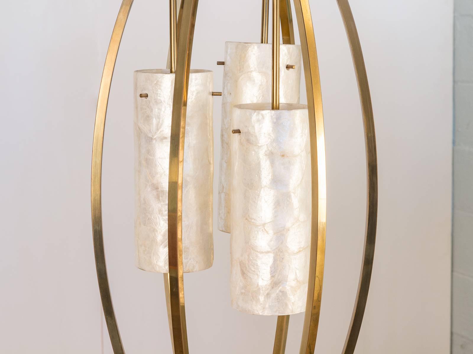 American Brass and Capiz Shell Table Lamp