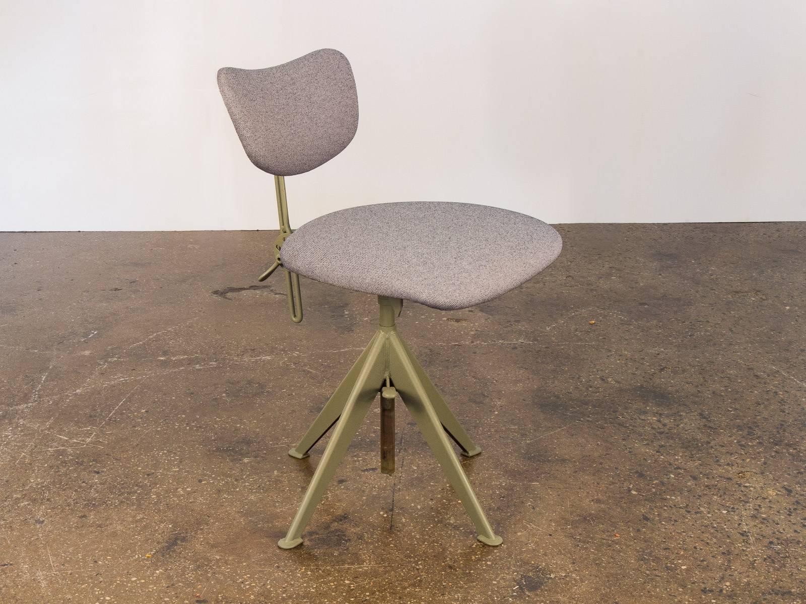 This Odelberg Olsen work chair from the late 1940s has been lovingly restored and then some the adjustable articulations allow the seat position to be raised and lowered. The backrest also can be moved for ultimate comfort. Freshened up, the seat