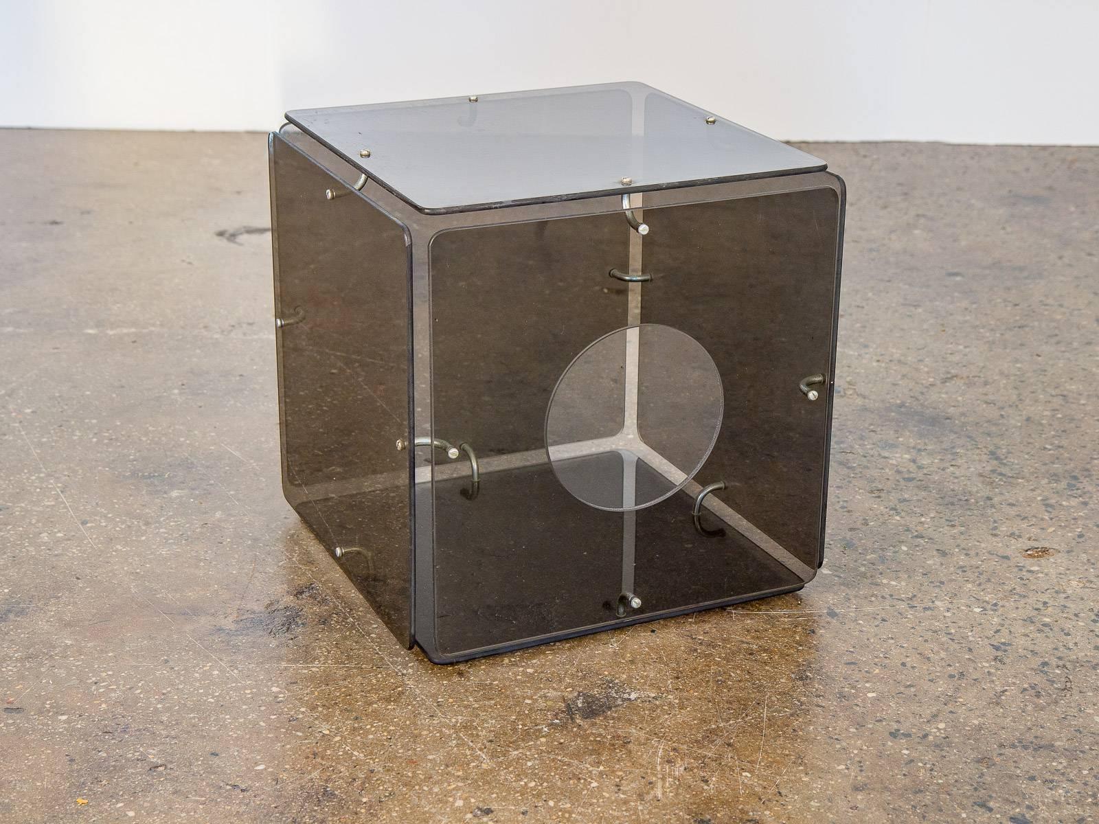 Mid-Century Modern Smoke Glass Cube Occasional Tables by Gerald McCabe