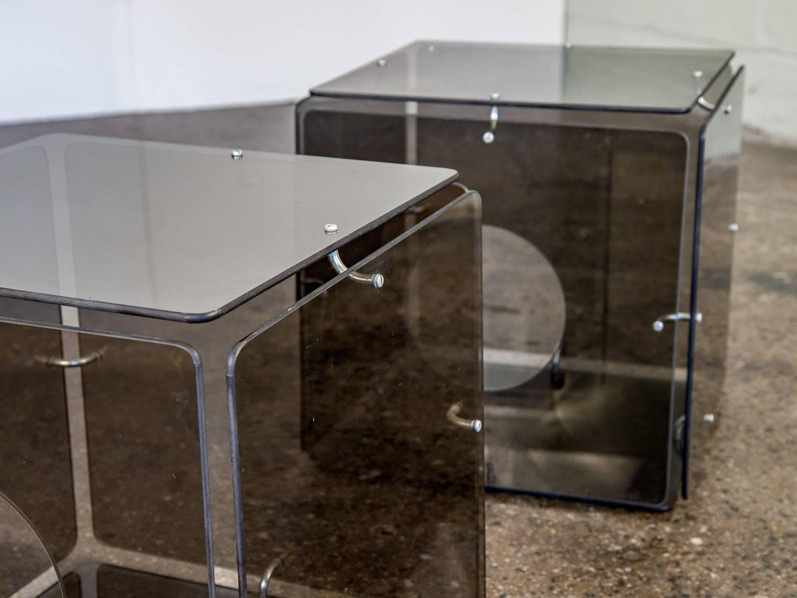 Smoke Glass Cube Occasional Tables by Gerald McCabe 2
