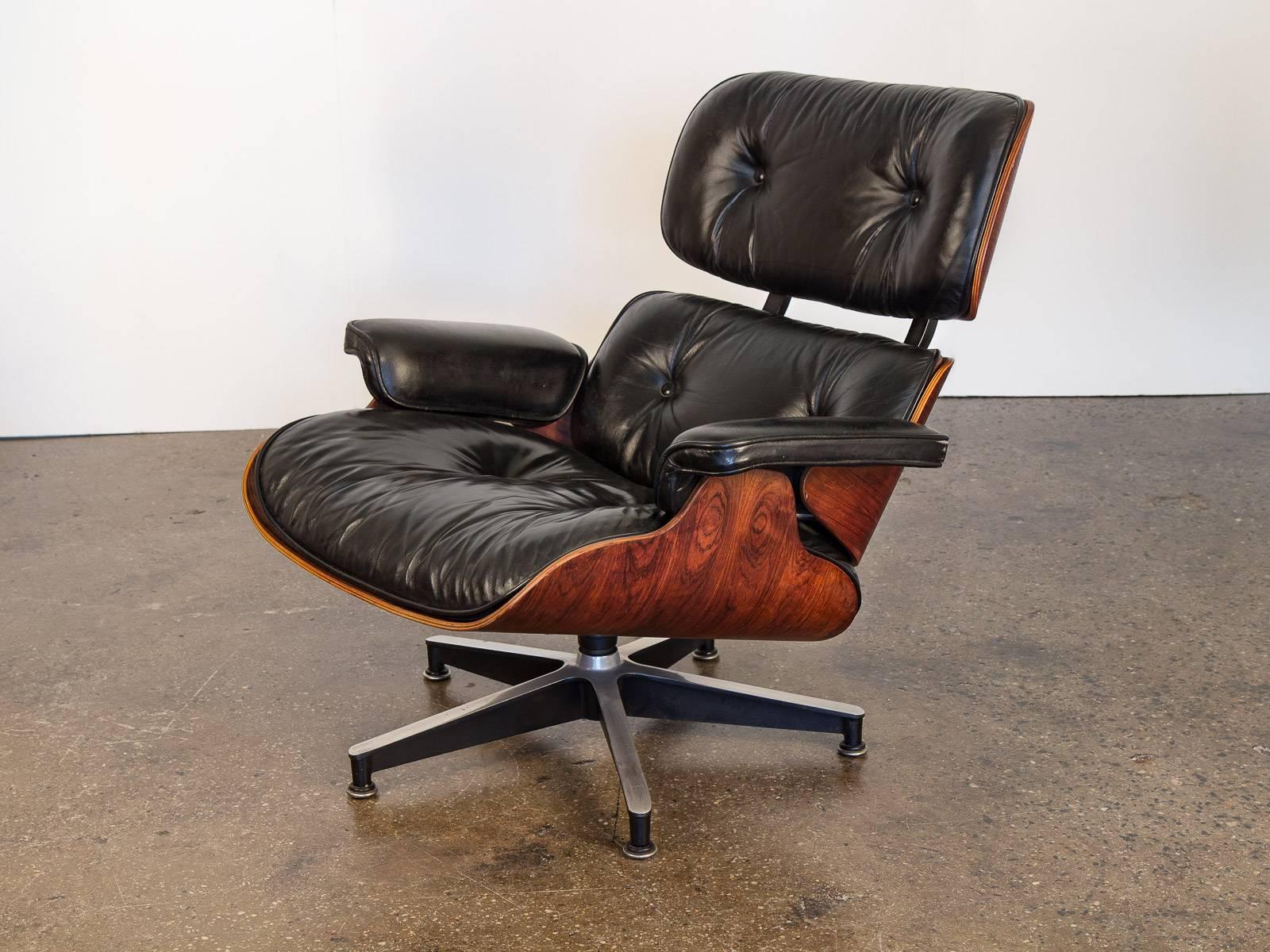 Leather Eames 670 Lounge Chair and 671 Ottoman