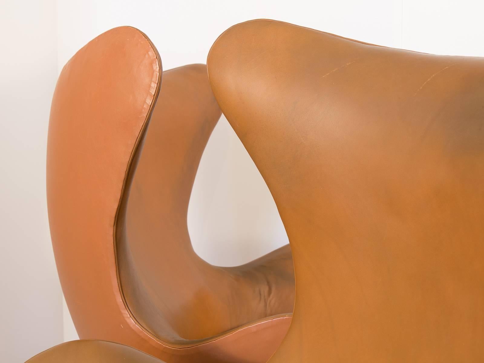 Mid-Century Modern Vintage Leather Egg Chairs by Arne Jacobsen
