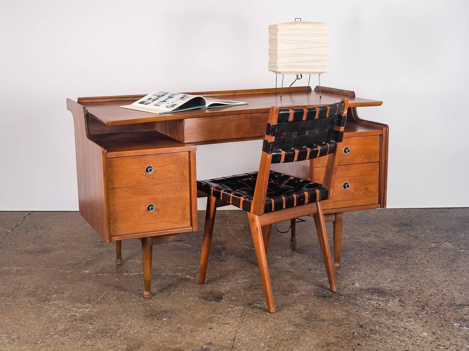 Mid-Century Modern Vintage Woven Leather Side Chair