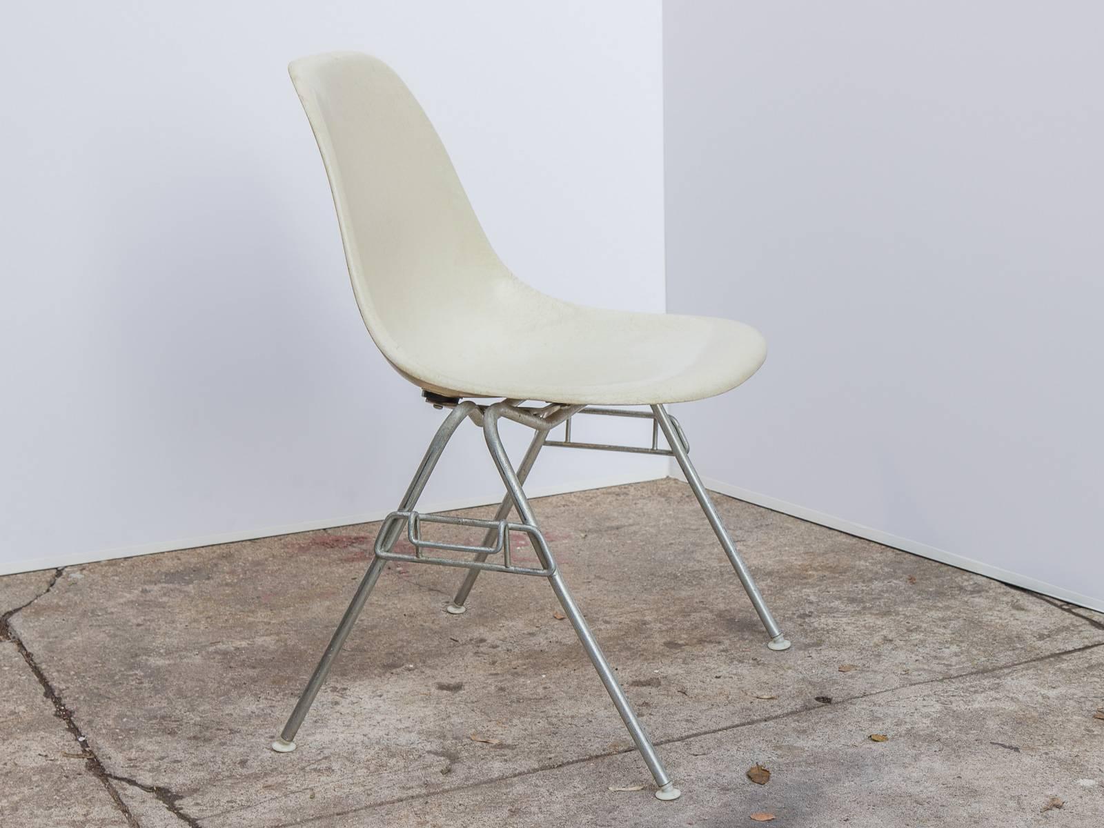 Mid-Century Modern Eames for Herman Miller Parchment DSS Shell Chairs  For Sale