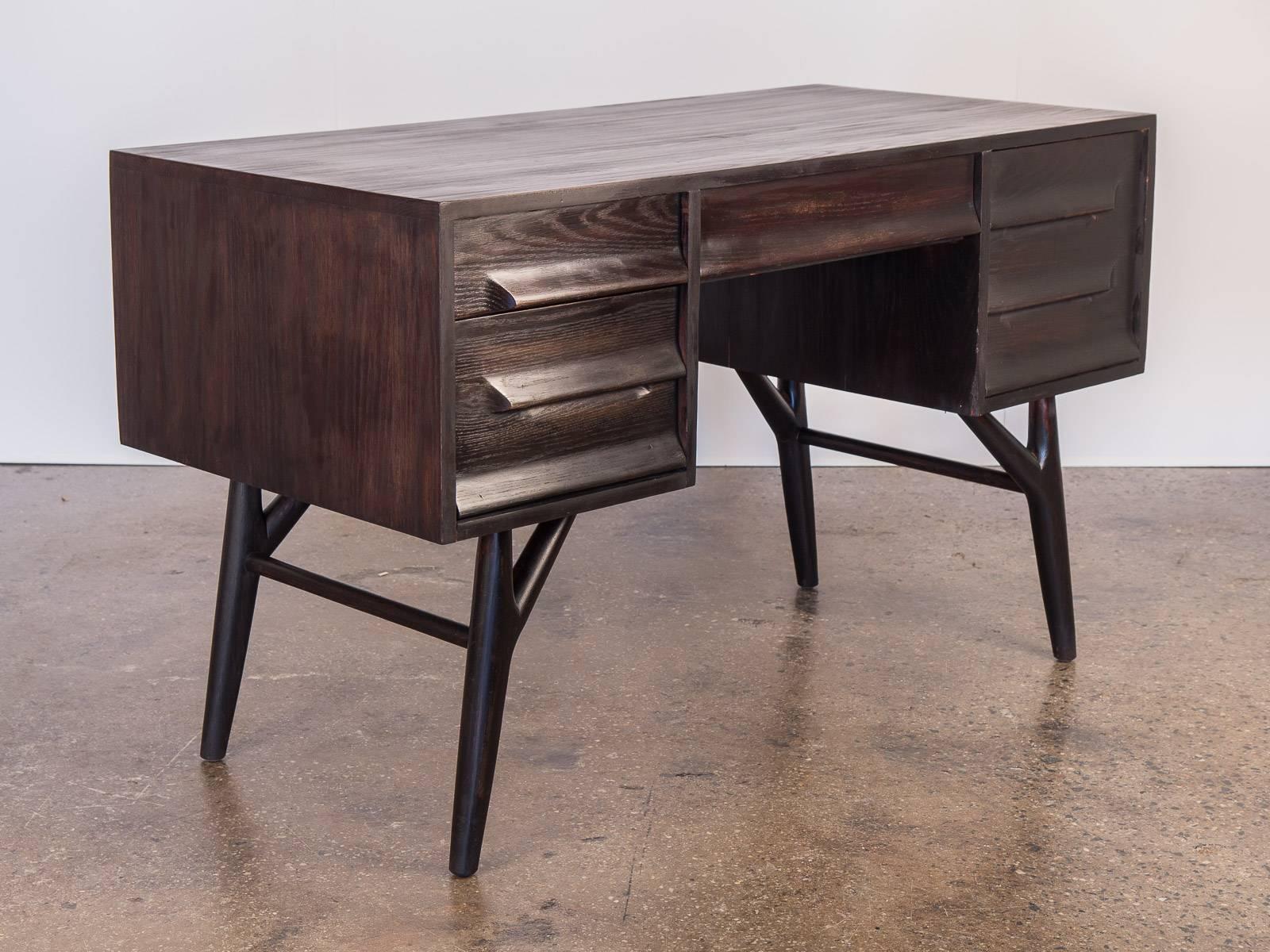 Mid-Century Modern Ebonized Oak Desk for Vanleigh