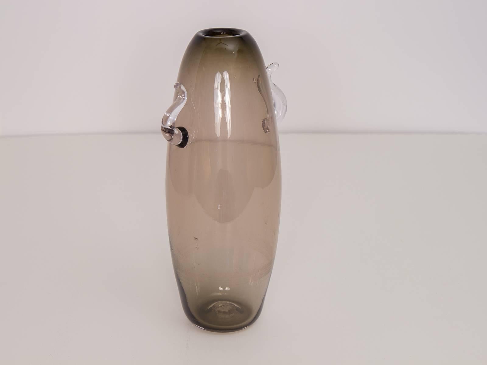 Mid-Century Modern Tall Scandinavian Smoked Glass Vase For Sale