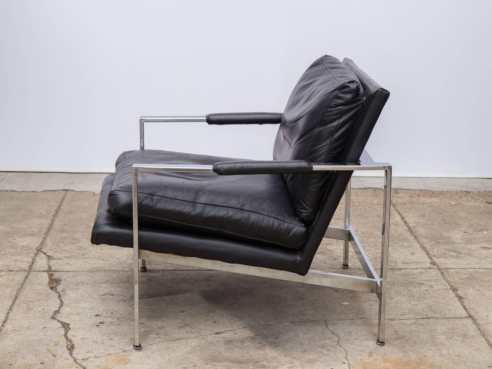 Mid-Century Modern Milo Baughman Chrome Leather Chair