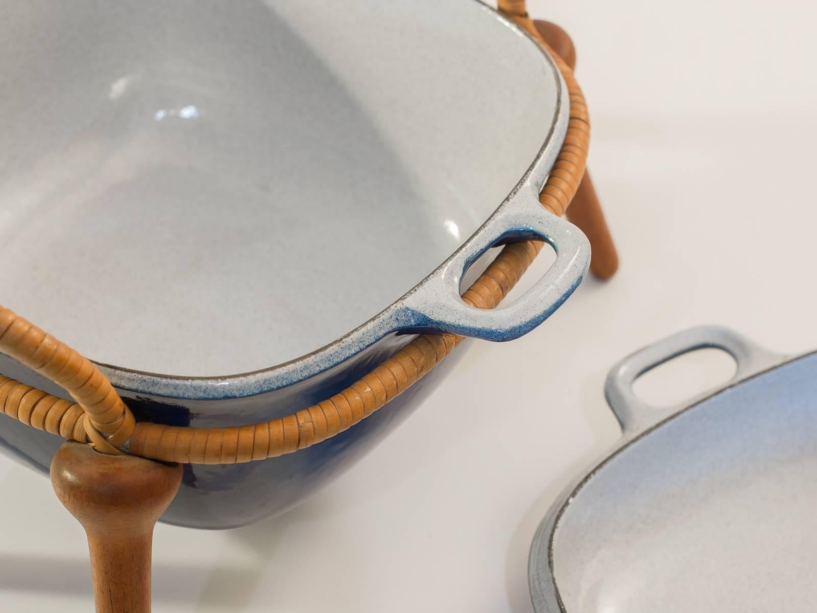 Enameled Blue Dutch Oven by Jens Quistgaard In Excellent Condition In Brooklyn, NY